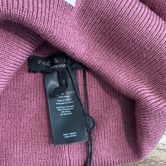 Rag & Bone Woman’s Addison Beanie. Rose - Picture 4 of 4